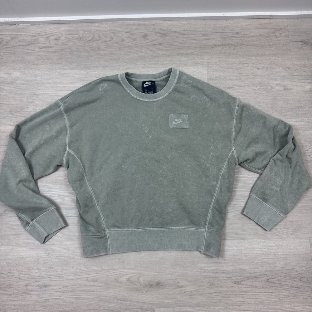 Nike Sportswear French Terry Crewneck Sweatshirt Womens Small Jade BV2798 372